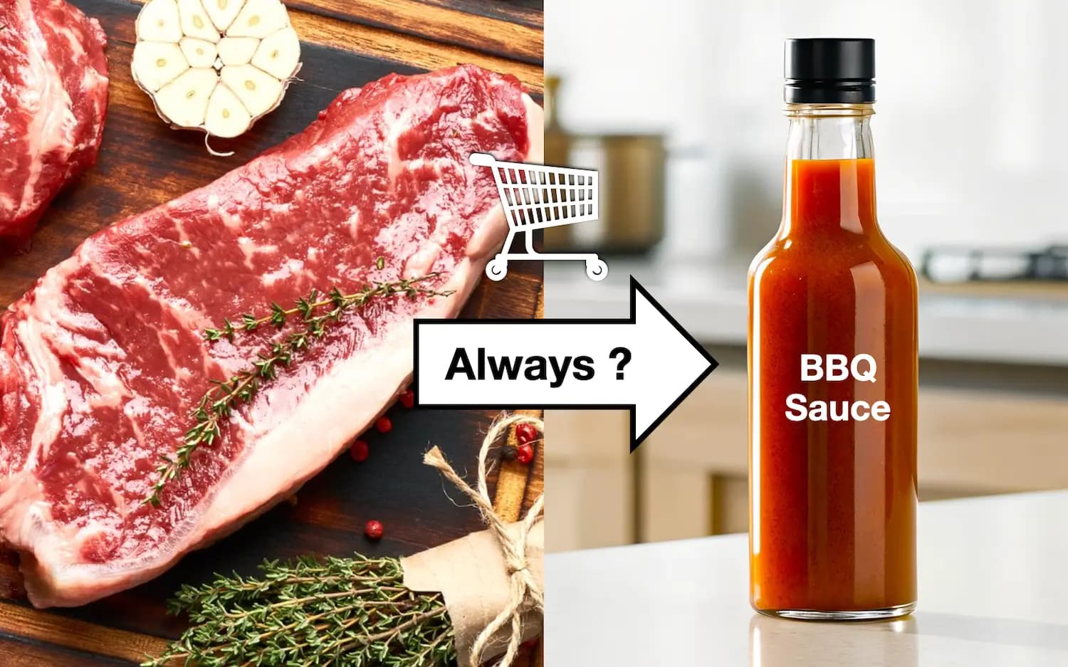 Traditional POS logic: steak always means BBQ sauce, no matter who's buying.