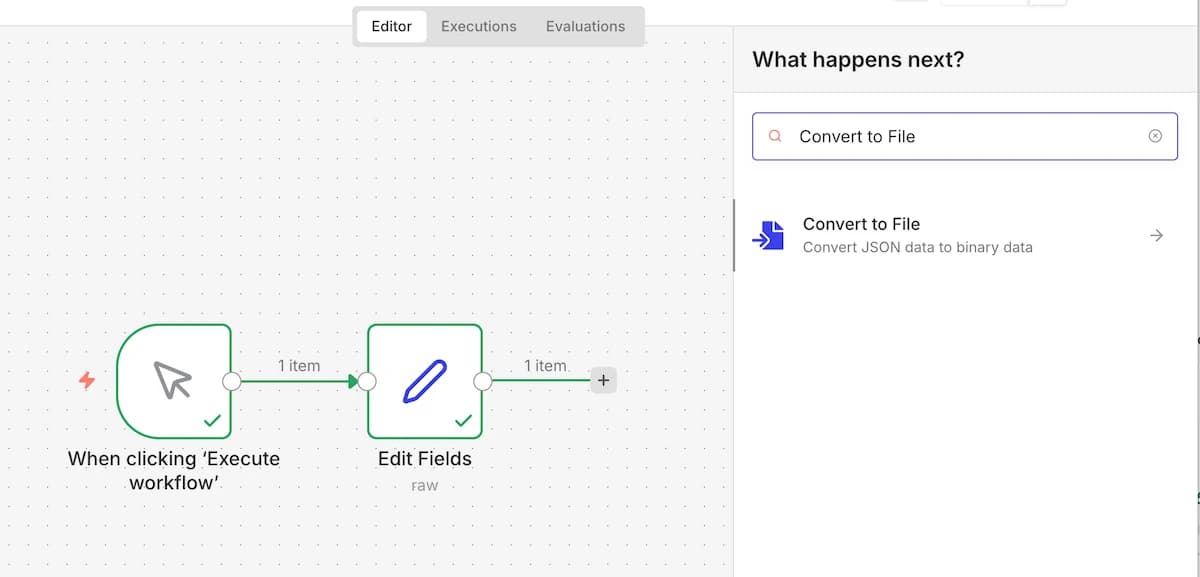 Search for the Convert to File node