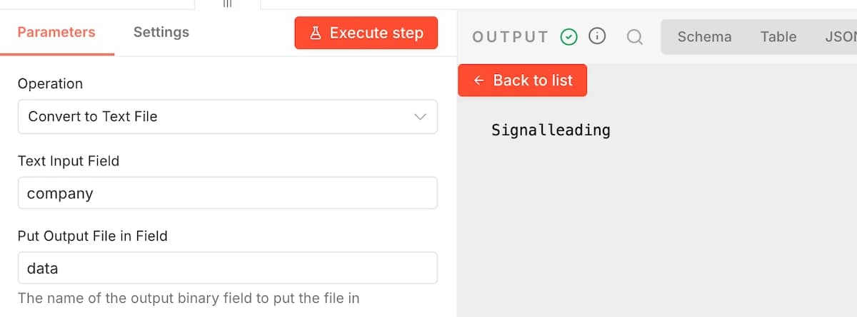 Output file generated by the Convert to File node